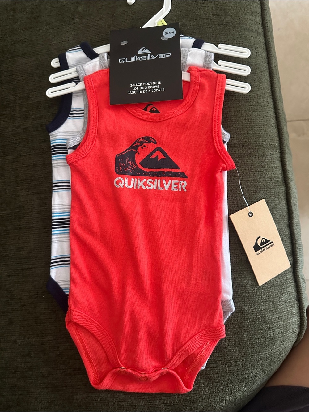 Quiksilver Red Tank One-Piece Bodysuit with Logo